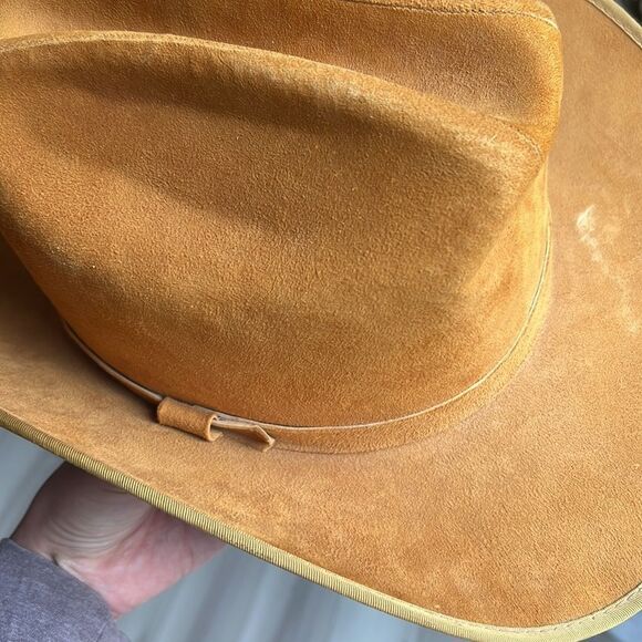 Warm Tan Genuine Leather Cowboy Hat, 57cm Excellent Condition - Picture 2 of 7